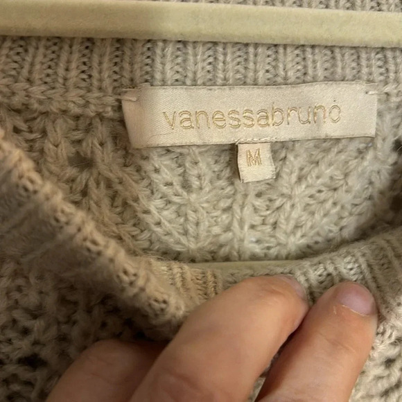 EUC VANESSA BRUNO women’s light beige crewneck sweater size medium - Picture 3 of 6